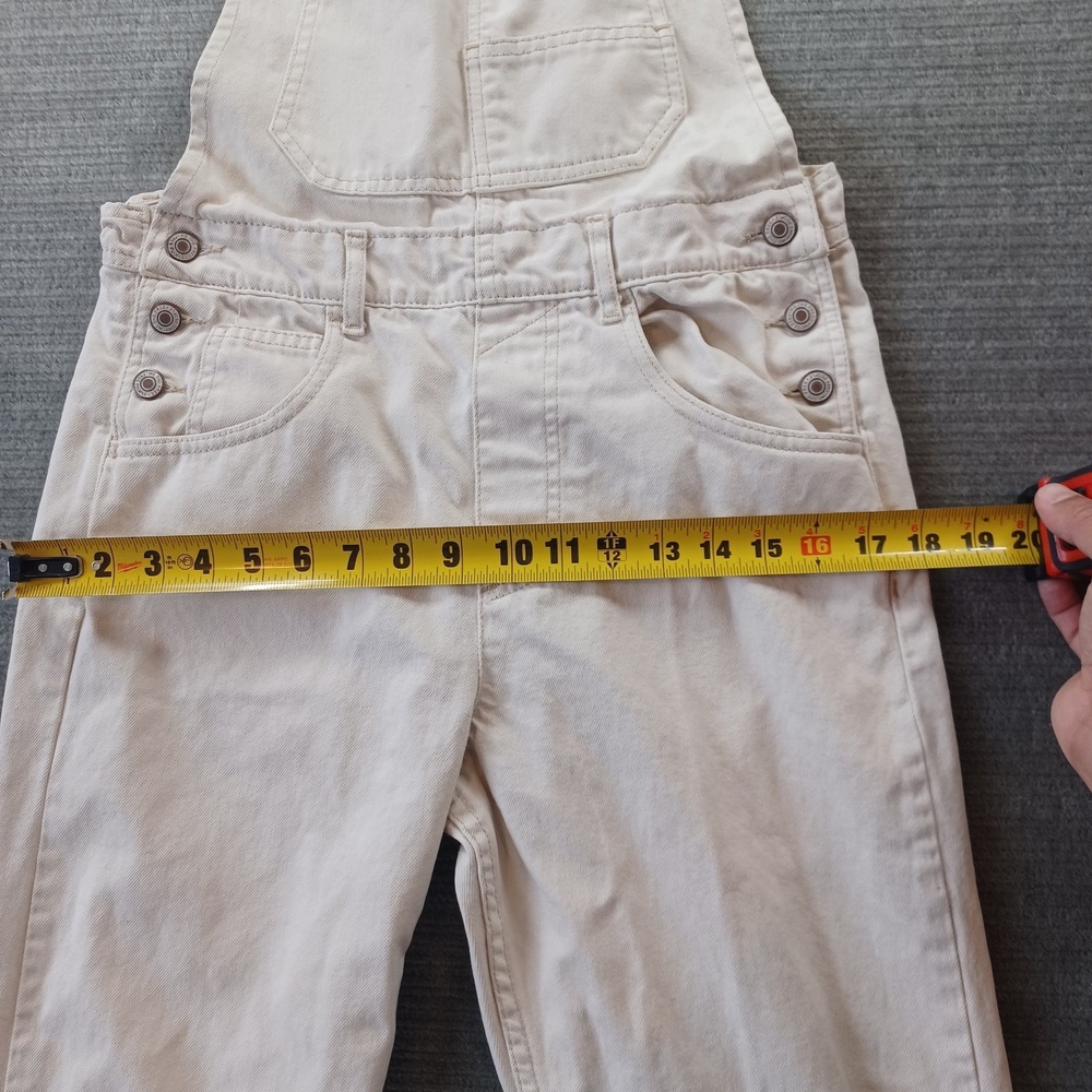 We the free Winter White Cream Ivory Denim Overalls Womens XS 28" Inseam - Picture 8 of 10